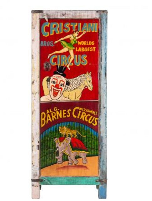 Hand Painted Vintage Circus Ad 1 Door Cabinet
