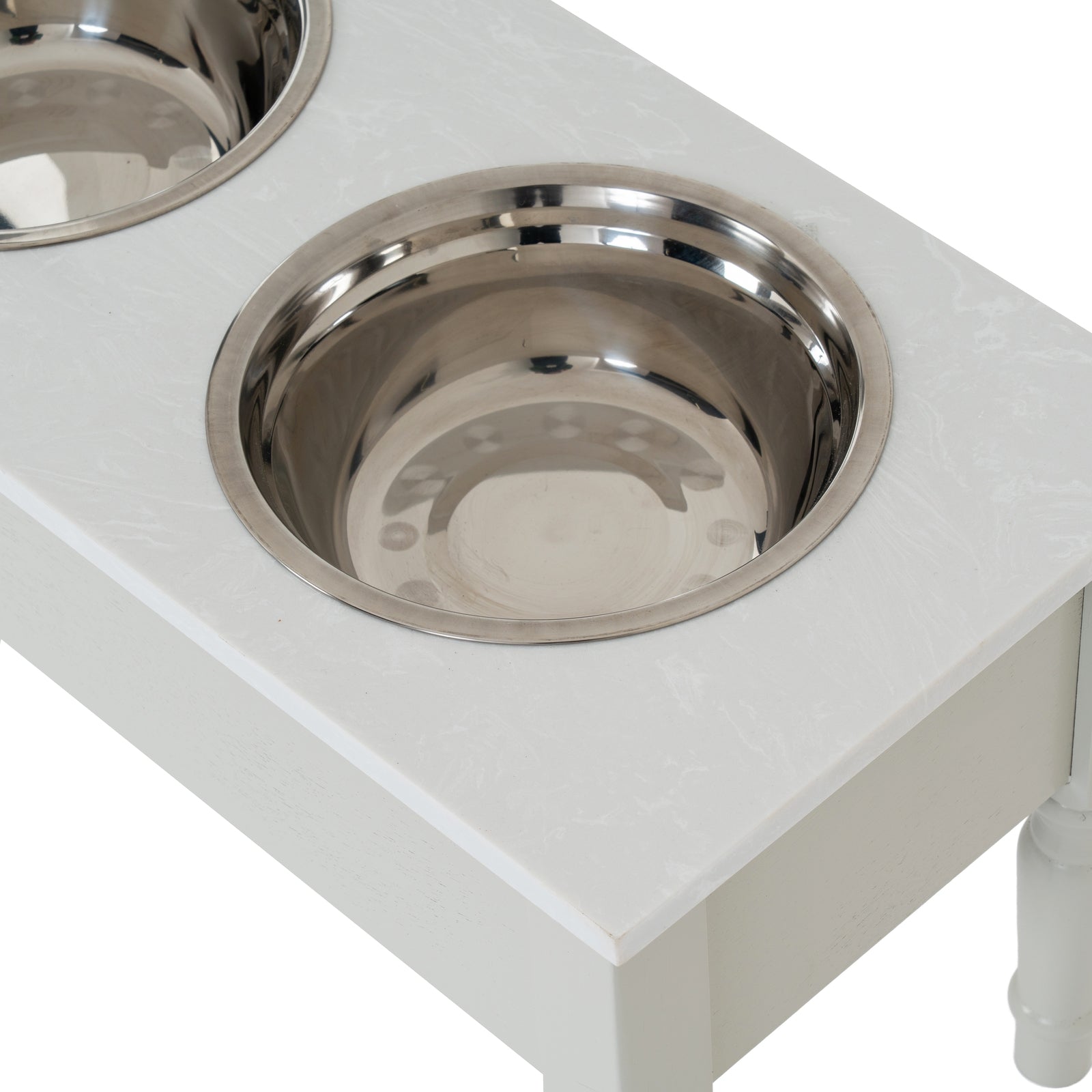 Serene Collection Pet Feeder Table - White close up