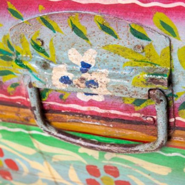 Vintage Hand Painted Coffee Table close up